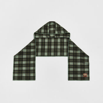 Cathy Green Check Hooded Scarf, 2 of 7