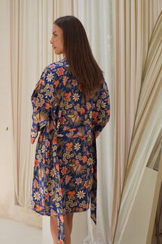 Blue Satin Indonesian Kimono Robe, 5 of 5