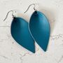 Leather Earrings Pinched Teardrops Petal Leaf, thumbnail 7 of 12