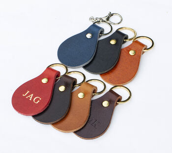 Handmade Personalised Leather Keyring Made In Britain English Leather, 8 of 8