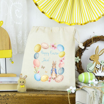 Personalised Drawstring Mini Easter Egg Hunt Bag, 2 of 2