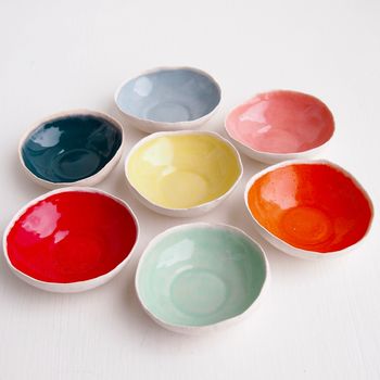 Handmade Mini Rainbow Ceramic Ring / Salt + Pepper Dish, 5 of 11