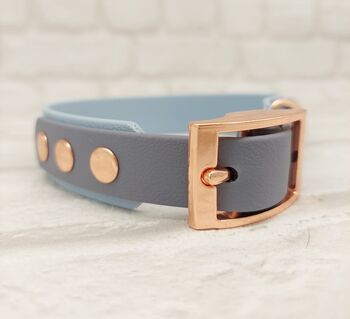 Waterproof Dog Collar And Lead Set Pastel Blue/Grey, 2 of 2