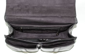 Black Leather Briefcase Laptop Bag Messenger, 12 of 12