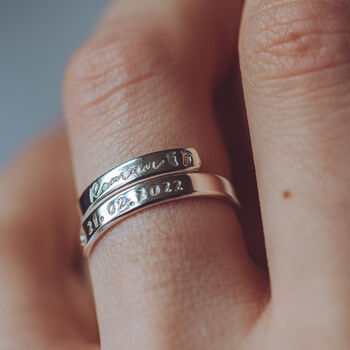 First Mother's Day Personalised Adjustable Silver Ring, 4 of 6