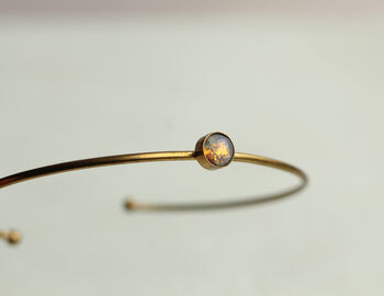 Vintage Brass Opal Bangle Bracelet, 6 of 9