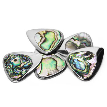 Titanium And Green Abalone Guitar Pick + Gift Box, 5 of 8