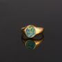 Green Oval Opal Silver Steel Signet Ring, thumbnail 1 of 12