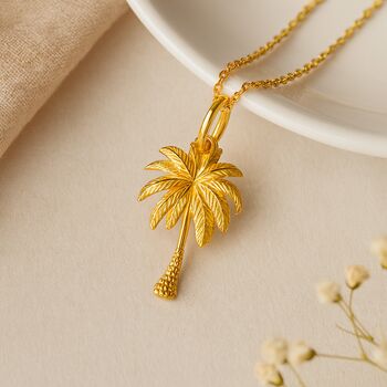 Personalised Gold Plated Silver Palm Tree Necklace, 3 of 7