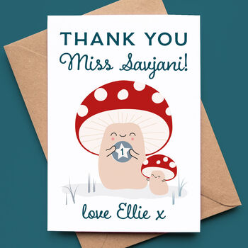 Teacher Thank You Card With Cute Toadstools, 2 of 2