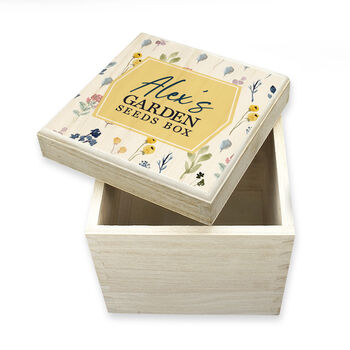 Personalised Gardener's Floral Garden Wooden Seed Box, 2 of 3