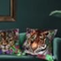 Totem Leopard And Tropical Flowers Luxury Velvet Cushion, thumbnail 2 of 6