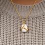 Two Hands Hug Square White Stone Pendant Necklace, thumbnail 9 of 9