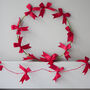 Satin Bow Light Up Wreath | Handmade Holiday Decoration, thumbnail 2 of 4