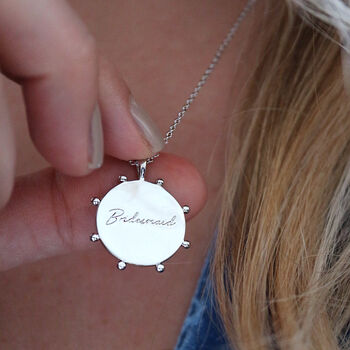 Bridesmaid Engraved Coin Necklace, 2 of 4