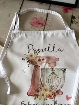 Personalised Apron, Watercolor Pink Baking Gift, 11 of 12
