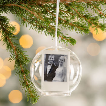 Personalised Mr And Mrs Photo Glass Dome Bauble, 2 of 4