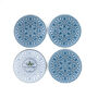 'Blue Turkish Flower' Heavyweight Glass Coaster Set, thumbnail 4 of 10