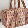 Block Print Flower Cotton Weekend Duffle Bag, thumbnail 7 of 8