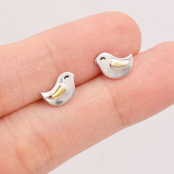 Sterling Silver Little Wren Bird Stud Earrings, 2 of 12