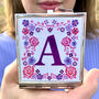 Personalised Initial Floral Compact Mirror, thumbnail 1 of 3