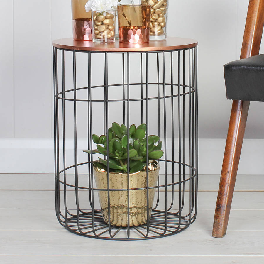 Set Of Two Storage Industrial Copper Side Tables By Dibor