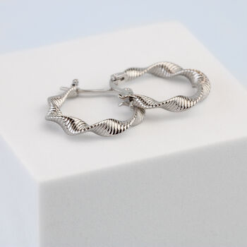 Sterling Silver Twisted Hoop Earrings, 2 of 4