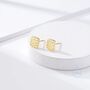 Hammered Square Stud Earrings In Sterling Silver, thumbnail 7 of 12