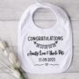 Congratulations On Your Wedding Personalised Baby Bib, thumbnail 5 of 6