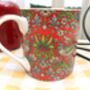 Jumbo Mug In Red Strawberry Thief Design, thumbnail 4 of 8