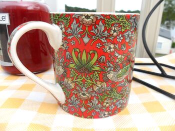 Jumbo Mug In Red Strawberry Thief Design, 4 of 8