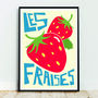 Strawberries Print, Food Illustration Art, thumbnail 1 of 6