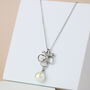 Crystal Bow And Pearl Pendant Necklace, thumbnail 1 of 3