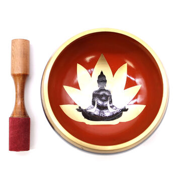 Large Buddha Singing Bowl Set Black/Orange 14cm, 7 of 7