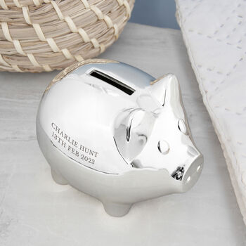 Personalised Silver Plated Piggy Bank, 2 of 4