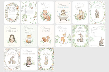 30 Woodland Theme Baby's First Year Milestone Cards, 11 of 12