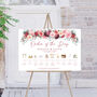 Wedding Order Of The Day Sign Burgundy Red Pink Flowers, thumbnail 2 of 10