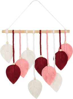 Dark Red And Pink Leaf Wall Hanging Tapestry Décor, 4 of 7