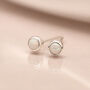 Mini Sterling Silver White Opal Stud Earrings, thumbnail 6 of 9