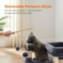72cm Three Level Grey Cat Tree With Three Pompoms, thumbnail 5 of 8