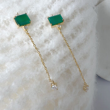 Green Onyx White Zircon Drops, 4 of 8