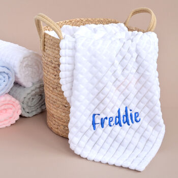 Personalised White Embossed Plush Baby Blanket, 6 of 9