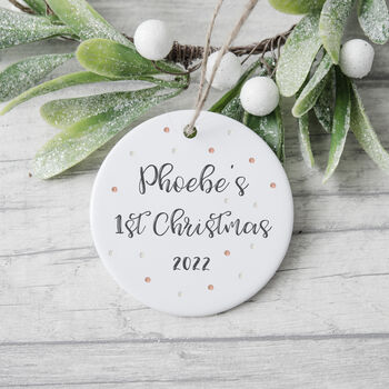 Personalised Baby's First Christmas Script Decoration, 3 of 8