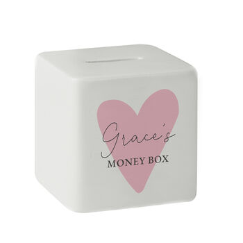 Personalised Pink Heart Money Box, 6 of 6