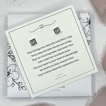 Keep Trying Giftcard With Sterling Silver Love Heart Studs, 2 of 10