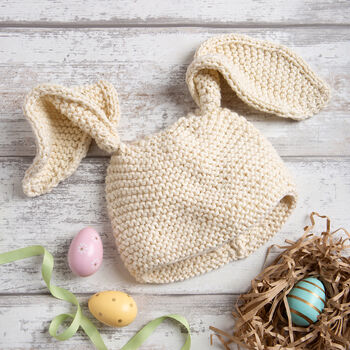 Baby Bunny Ear Hat Easy Knitting Kit Easter, 2 of 10