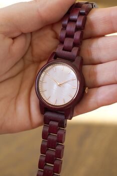Verona Burgundy Wooden Watch For Her, 5 of 12