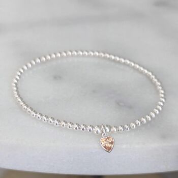 Sterling Silver November Topaz Heart Birthstone Bracelet, 4 of 9