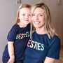 Mother And Child Pastels Besties Navy T Shirt Set, thumbnail 3 of 6