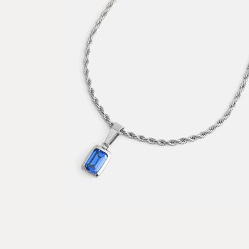 Silver Blue Diamond Pendant Necklace Chain For Men, 2 of 12